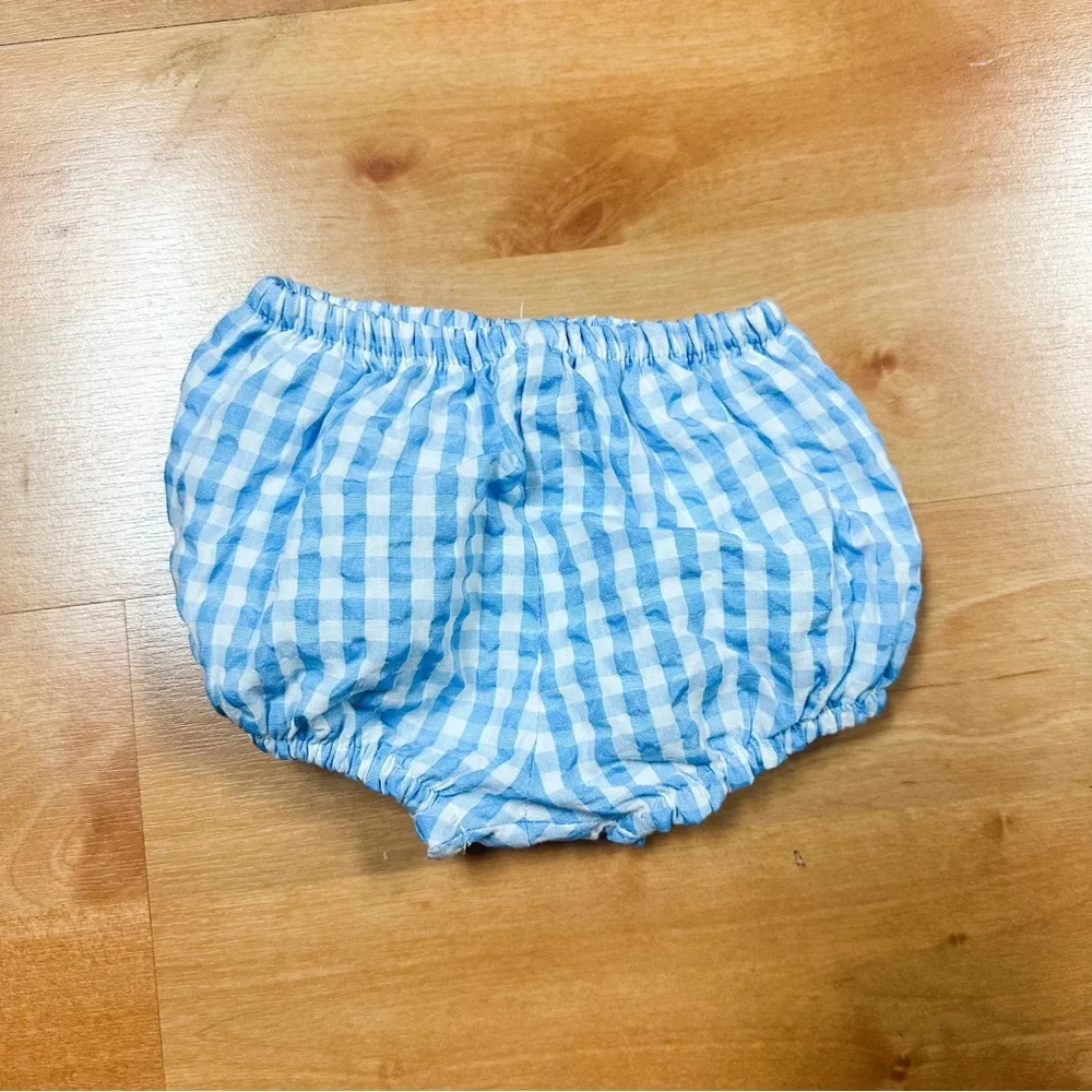 NWOT Tahari Blue & White Gingham Peter Pan Collar Formal Dress Baby 6-9M